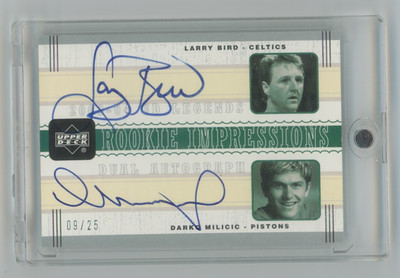 LARRY BIRD DARKO MILICIC 2003-04 Legends Rookie Impressions Dual Auto RC SP /25