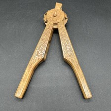 Vintage 50&rsquo;s Nut Cracker Wood Carved Handles European Plier Style Nutcracker