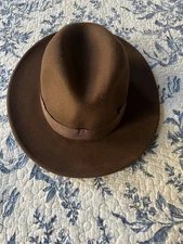 Forbusite Brown Wool Felt Fedora Hat – XL – Handwoven – Winter Collection