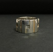 Authentic Gucci Ring G Logo Square Link Heavy Sterling Silver 925 Band size 6.5