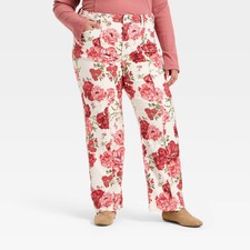 Women's High-Rise Straight Leg Jeans - Ava  Viv Rose Print 18