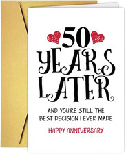 Happy 50th Anniversary Cards Gifts for Wife Husband Couple Spouse, Romantic 50 Y