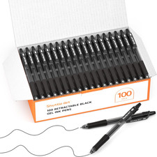 Shuttle Art Black Gel Pens, 100 Pack Retractable Medium Point Rollerball Gel In