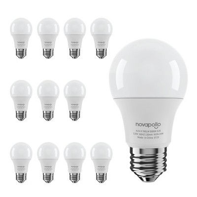 6/12/24Pack 9W A19 LED Light Bulb =60W 5000K Daylight White Non-Dimmable Bulbs