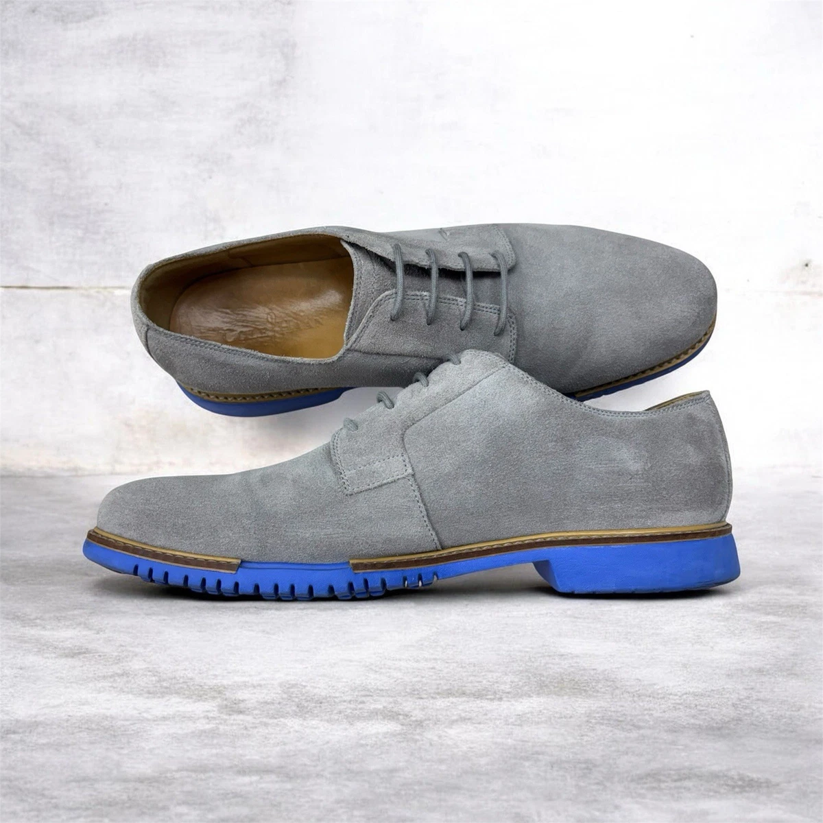 COLE HAAN Grand OS Dress Shoes Men 13 M FABRIC Grey Oxfords C25371 Old Money EUC Cole Haan Grand OS Wingtip Gray Green Leather | Mercari main image 2
