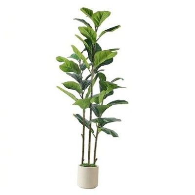  5FT Artificial Fiddle Leaf Fig Tree with White Planter Pot, 5 feet Tall 5ft