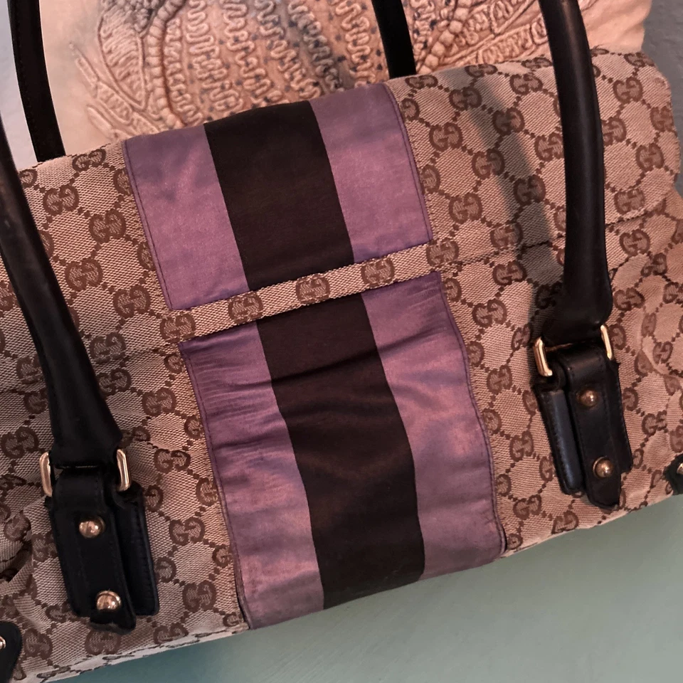 Cartera Gucci Negra XL Púrpura Logo GG Monograma Horsebit Web Solapa Era Tom Ford Foto 3 de 4