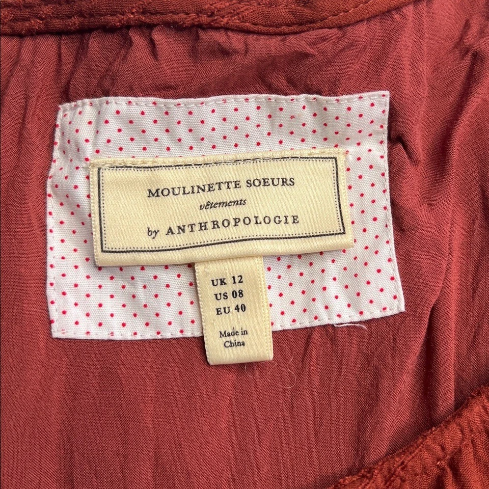 Maxi Vestido Moulinette Soeurs Anthropologie Ginebra Rojo Ladrillo Foto 3 de 4