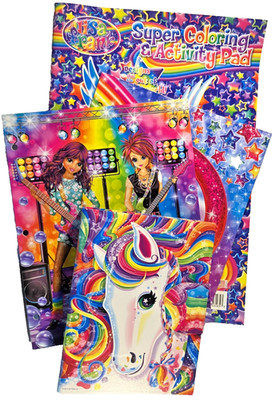Lisa Frank 2014 Folders 2 Diff & Unicorn Notebook & 2022 Super Coloring Book Lot