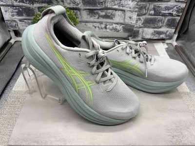 ASICS GEL-Nimbus 28 Shoes Womens Size 9.5 Cloud Grey Illuminate Green Running