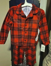 Carter's Red /Black Plaid Pajamas Boys Christmas Size New W/Tags