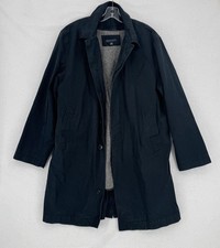 Banana Republic Mens Black Woven Button Up Jacket Coat Removable Wool Lining M