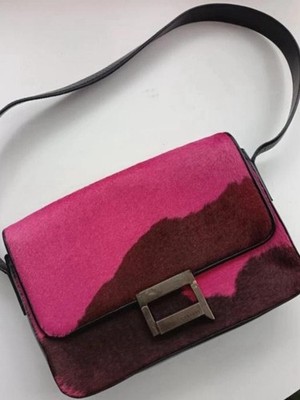 Casadei Vintage Pink and Brown Pony  Hair Calf Hair gradient Shoulder handbag