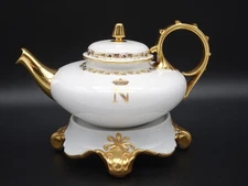 ANTIQUE SEVRES LOUIS-PHILIPPE CHATEAU DE ST CLOUD NAPOLEONIC TEAPOT & STAND 1846