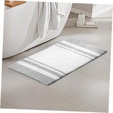 - Spa Reversible Cotton Bath Rug - Grey - 20 W " x 30 L " - Striped - Water