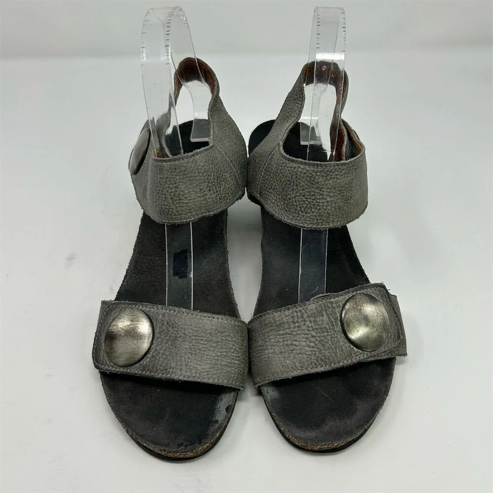 Sandalias Taos para mujer de cuero gris con cuña talla 39 (US 8-8.5) punta abierta Foto 4 de 4