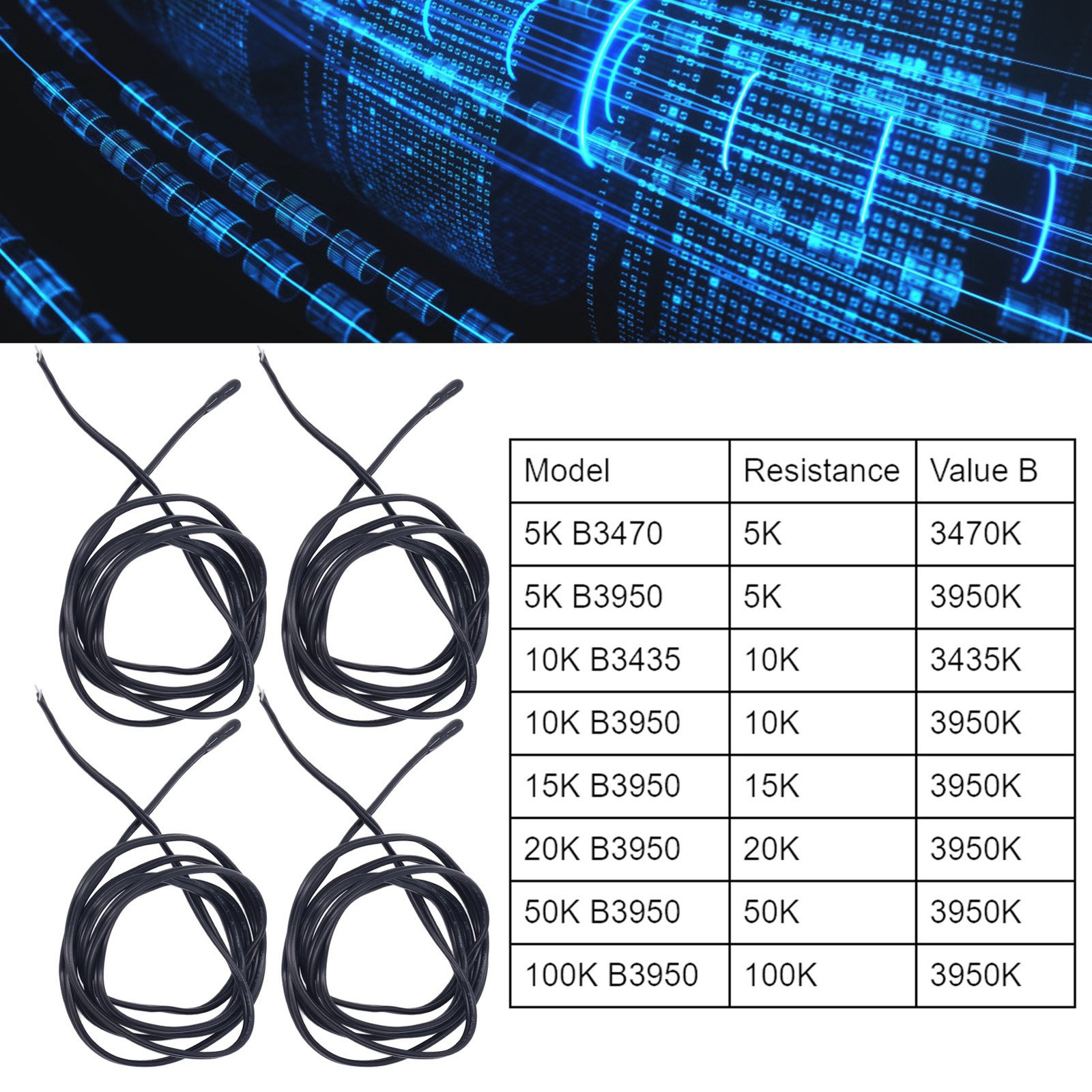 10Pcs Thermistor Sensor PVC Epoxy Resin Temperature Probe For Home
