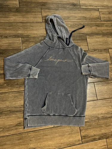 UNDERCOVER Maglione pullover Victoria Secret ROSA sherpa pile blu con cappuccio taglia XS