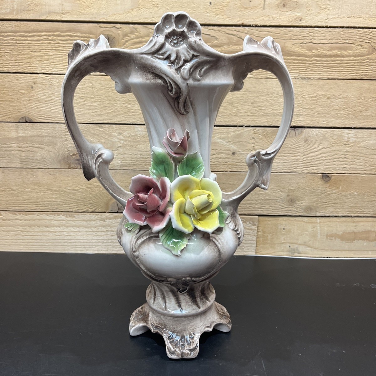 NAPOLEON CAPODIMONTE ITALY PORCELAIN LARGE DOUBLE HANDLE FOOTED