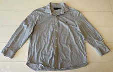 Ralph Lauren Polo Knit Dress Shirt Men's XL Gray Herringbone Modern Collar