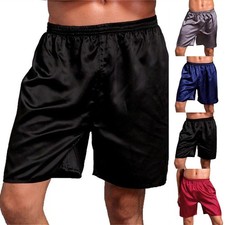 Mens SPA Sleep Shorts Sleepwear Satin Silk Boxers Short Pants Pyjamas Nightwear