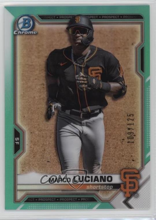 2021 Bowman Chrome Prospects Aqua Refractor 109/125 Marco Luciano #BCP-229 s5j