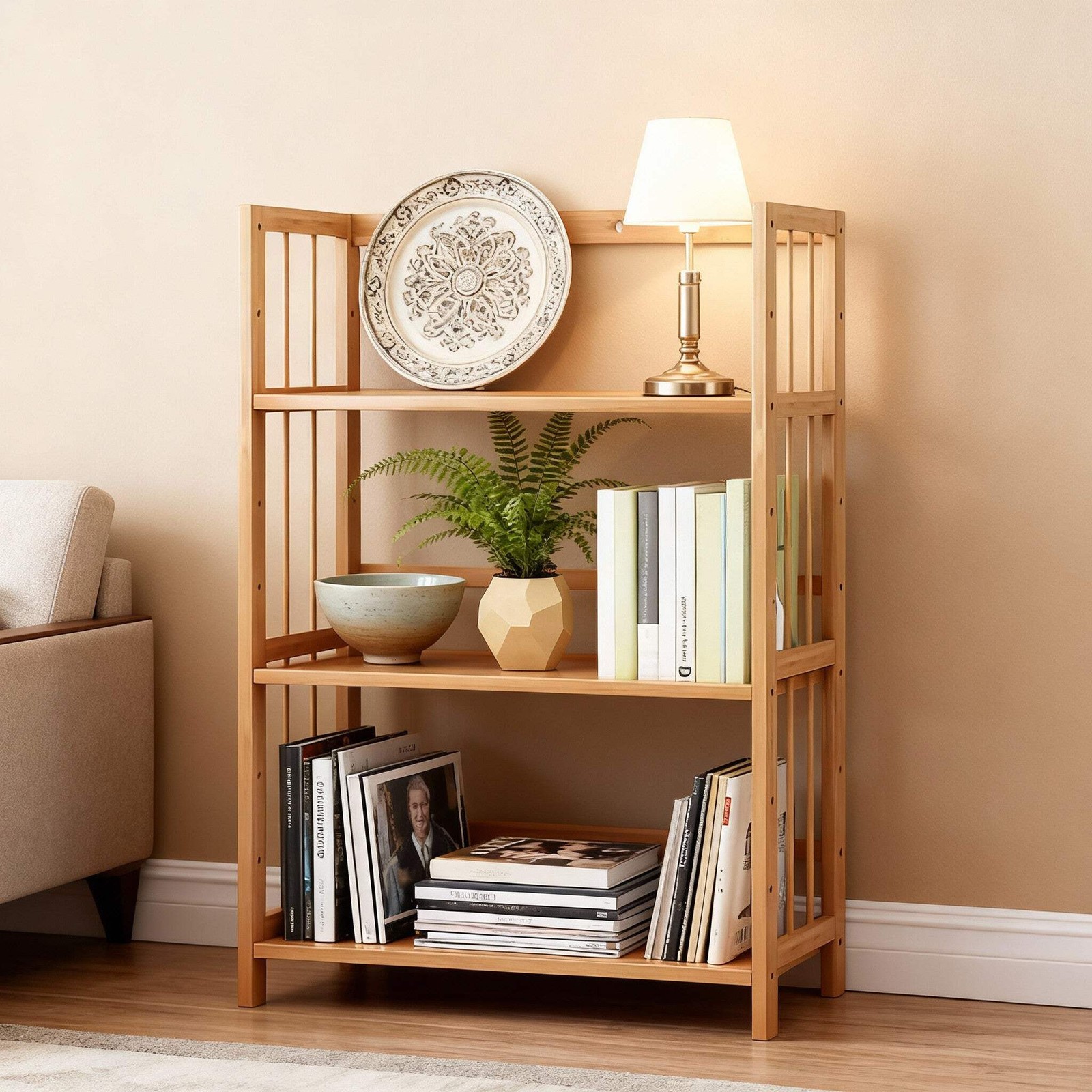 Tall Bamboo Bookshelf &ndash; Adjustable Shelves, Narrow Freestanding Storage Rack