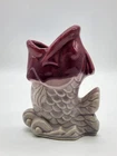 SHAWNEE ART POTTERY GRAY & MAROON FISH VASE # 845 5.25" H