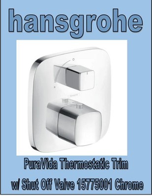 Hansgrohe PuraVida Thermostatic Trim w/ Shut Off Valve 15775001 Chrome