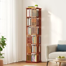 6 Tier Rotating Bookshelf Tower, Spinning Book Shelf, Revolving 360 Bookcase ...