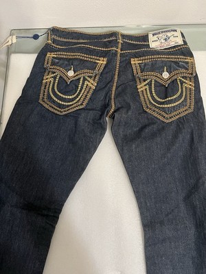 TRUE RELIGION Jeans Men's Sz 32 Straight WFLP Brn & Gold Mega T