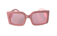 Oversized Square Pink Sunglasses Thick, Durable Frame, Pink Tint Lenses 100 UVA