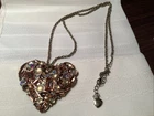 Betsey Johnson Large Rhinestone Embellished Heart Pendant Chain Necklace