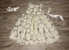 American Princess Girls easter Dress Size 12 white Gold sparkles