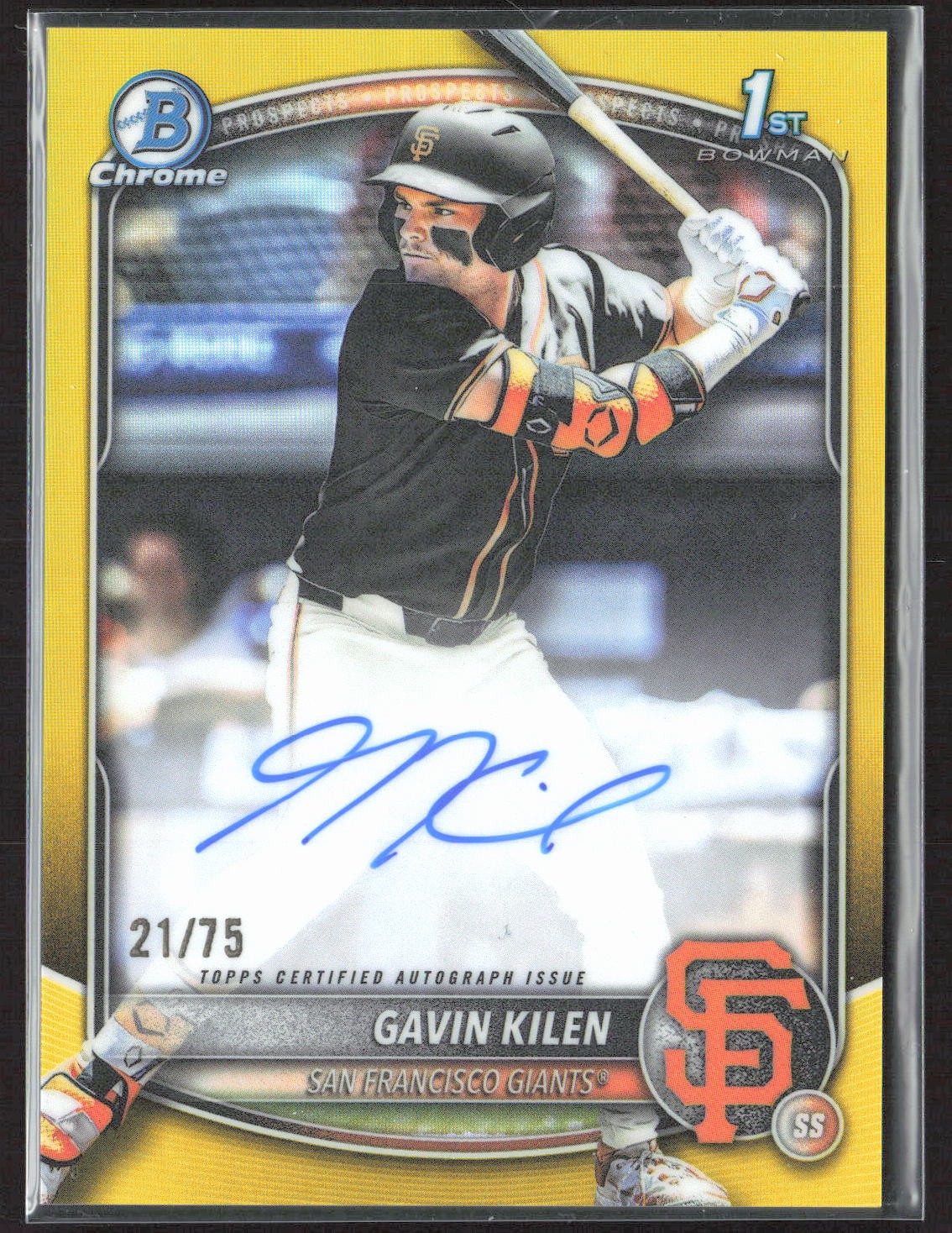 2025 Bowman Draft Gavin Kilen Chrome Autograph Yellow /75 Giants