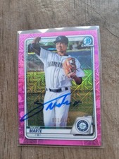 Noelvi Marte Signed 2020 Bowman Baseball Card #BCP-169 Mariners Reds Mojo Pink