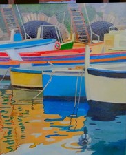 Quadro dipinto olio su tela paesaggio marino 50x60 cm