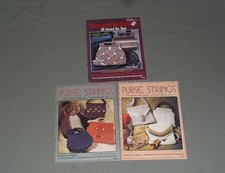 Lot of 3 Vintage Purse, Shoulder Bags, Handbags, Macrame Books Patterns 1970's
