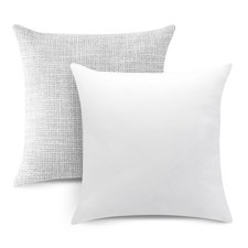 Set of 2 Linen Throw Pillow Covers with Inserts Included Decorative Square Pi...