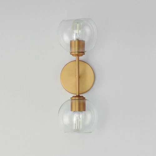 Natural Aged Brass Two Light Wall Sconce from the Knox Collection - Picture 2 of 4