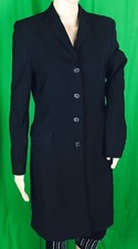Preowned Women's L' Altra Moda Knee High Trench Jacket Blazer Black Sz 44/us 10
