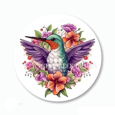 Stunning Teal and Purple Hummingbird Stickers Envelope Seals Labels Party Favors