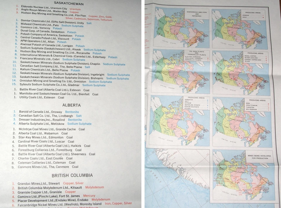 1972 БОЛЬШАЯ ВИНТАЖНАЯ КАРТА КАНАДСКИХ ПОЛЕЗНЫХ ИСКОПАЕМЫХ НЕФТЯНЫХ ГАЗОВЫХ МЕСТОРОЖДЕНИЙ УГОЛЬНЫХ ШАХТ АЛЬБЕРТЫ - Изображение 3 из 4