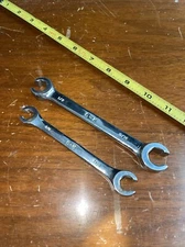 S-K USA 2 Piece SAE Flare Nut Line Wrench Set 3/8 7/16 1/2 9/16 Vintage SK Nice