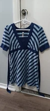Gitano Navy/Light Blue Striped Blouse/Tunic Womens L