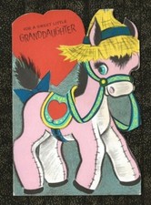 Vtg AMERICAN GREETINGS Valentine for GRANDDAUGHTER Gray Flocking BURRO DONKEY