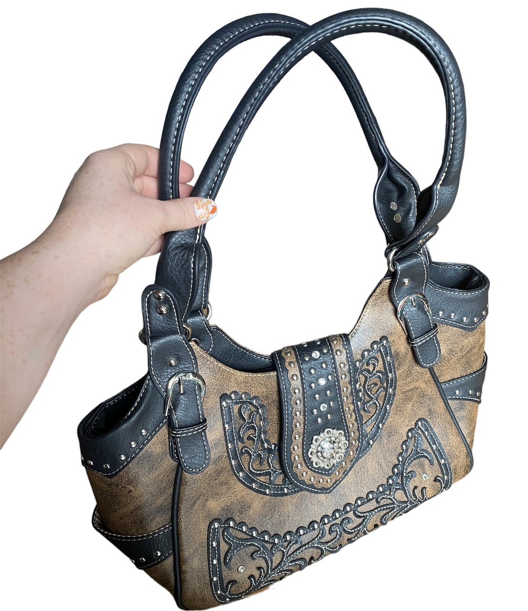 Portafoglio A Tracolla Donna Zelris Western Con Fibbia E Ricamo Floreale