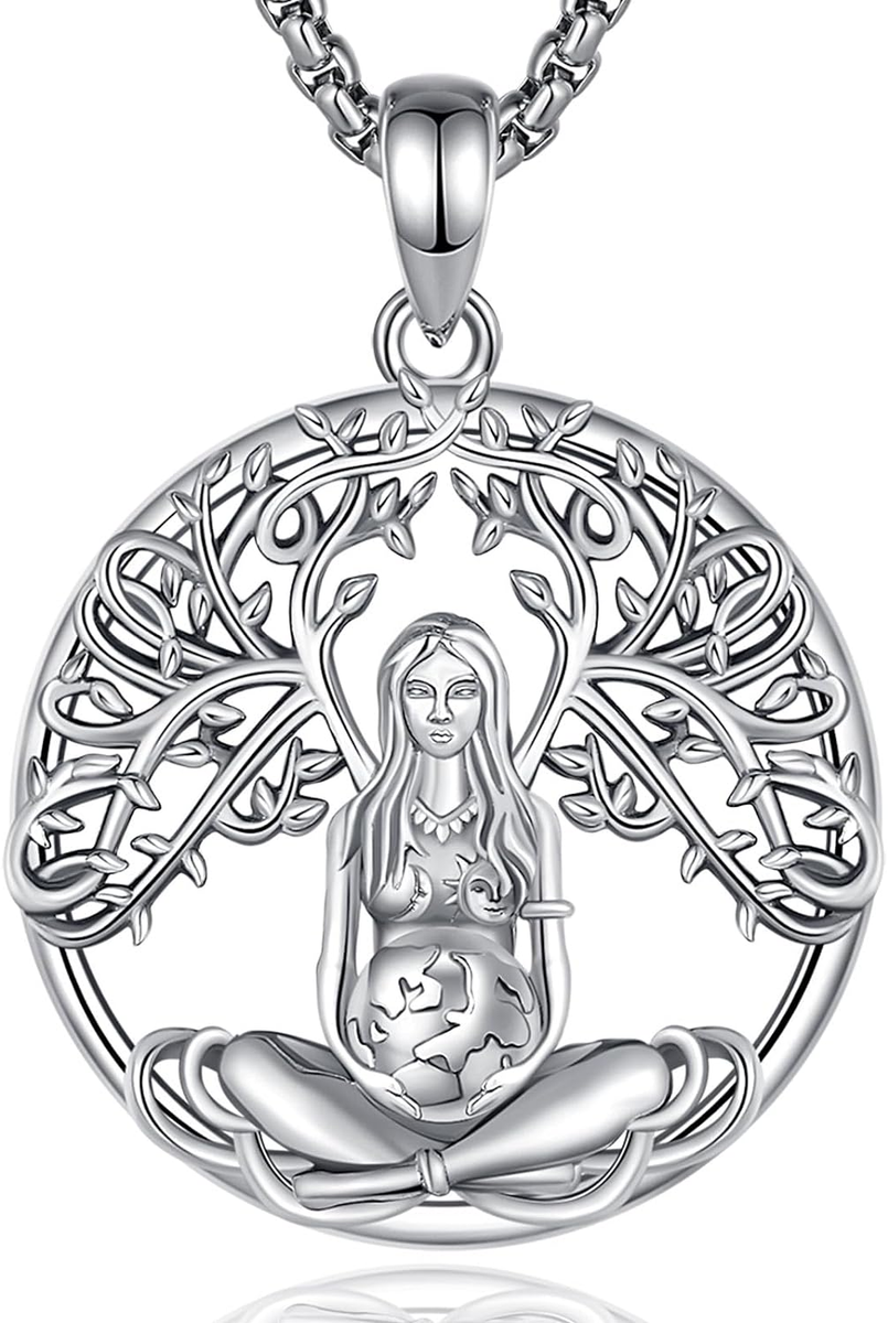 Mother Earth Goddess Pendant Necklace for Women Men Sterling - Main Image