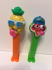 2001 SOURZ SOUR CANDY PINEAPPLE and WATERMELON PEZ DISPENSERS TWO 2