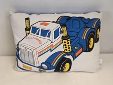 Vintage Blue Yellow Tow Truck Kids  Plush Throw Pillow California Color Block 